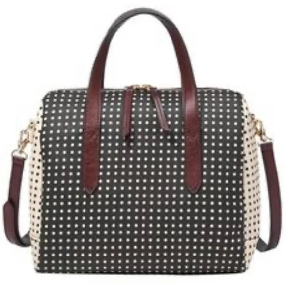 Fossil Black and White Dotted Satchel - Picture 1 of 4
